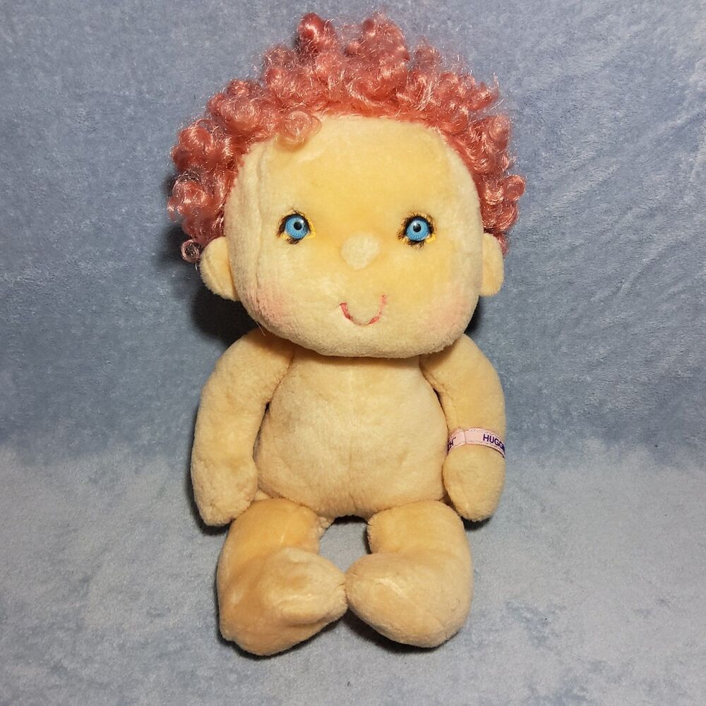 Vintage 1985 Kenner Hugga Bunch Huggins Plush Doll Curly Pink Hair Hallmark 17"